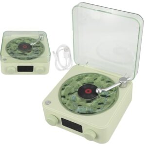 Caixa de Som Vitrola Toca Disco Bluetooth Cartao Tf Usb Portatil Recarregavel Musica Iluminaçao Led Decoraçao Retro Vintage Multiuso (Equipamentos)