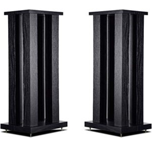 Estantes de alto-falante M5 MDF 61.0 cm HiFi para alto-falantes de estante, par suporta 68 kg (acabamento em PVC preto) (Equipamentos)