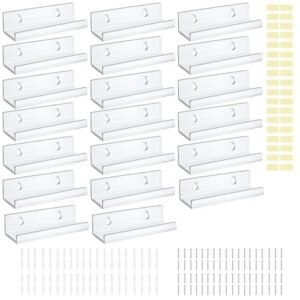 Suporte de parede com 20 peças, prateleira de disco de vinil com parafusos e fita, 10 cm, suporte de disco de acrílico flutuante transparente para álbum, para decoração de casa (20 peças) (Discos de Vinil)
