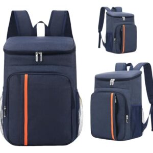 Mochila Térmica Premium, 23 Litros, Preta com Detalhe Laranja, Impermeável, Material Oxford, para Praia, Verão, Cerveja, Piquenique (Azul) (Cervejas)