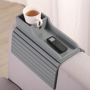 GEHE Suporte de copo de bambu para sofá, antiderramamento, bandeja de braço de sofá, natural e fácil de limpar, bandeja de apoio de braço, perfeita para copos, cervejas, lanches, controle remoto (Cervejas)