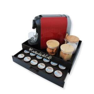 Melhor Porta-Cápsulas Bandeja Cantinho do Café Organizador Suporte Cafeteira Chá Servir - (Marrom - 3 Corações) (Café)