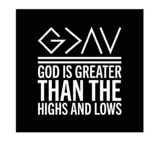 God is Greater Than The Highs and Lows Decalque de vinil | Branco | Feito nos EUA por Foxtail Decals | para janelas de carros, tablets, laptops, garrafas de água, etc. | 11,4 x 11,4 cm (Discos de Vinil)
