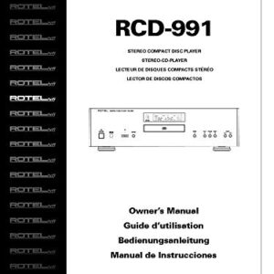 Instruction Manual for Rotel RCD-991 CD Player Owners Instruction Manual Reprint - Misc (CDs)
