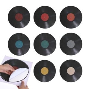 Ciieeo 8 peças de adesivos de parede decorativos de vinil com recortes de disco de vinil ideais para festa musical decoração estética de parede de casa 9,6 polegadas (Discos de Vinil)
