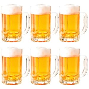 Kit com 6 Canecas para Chopp e Cerveja em Vidro 360 ml – Copos com Detalhe na Base, Resistentes e Elegantes para Bar, Festa e Churrasco (Cervejas)