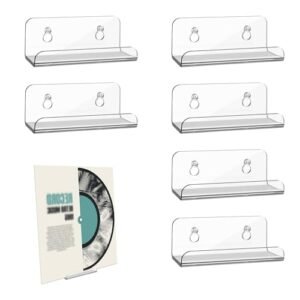 Suporte de disco de vinil transparente de 10 cm, suporte de disco de acrílico invisível, prateleira de disco de vinil, suporte de parede, prateleira flutuante para exibição diária de CD/LP (Discos de Vinil)