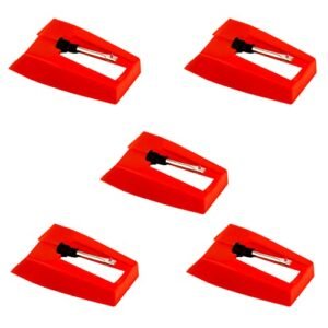 Agulha de toca-discos, 5 peças, agulha de substituição para toca-discos de longa duração para toca-discos de vinil (vermelho) (Equipamentos)