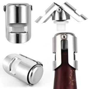 2 peças de rolhas de champanhe com aço inoxidável, rolha de garrafa de champanhe com rolha de vinho reutilizável de silicone de grau alimentício, protetor adequado para champanhe, vinho espumante (Vinhos)