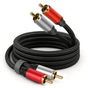 SSS·GRGB Cabo de áudio 2RCA para 2RCA 1,5 m banhado a ouro macho para macho cabo subwoofer estéreo, cabos Hi-Fi RCA trançados de nylon para home theater, áudio de carro, amplificadores, alto-falantes (Equipamentos)