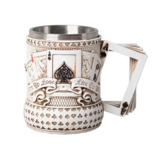 HAUCOZE Caneca de cerveja - Copo de café de aço inoxidável isolado de parede dupla com alça, 450 ml, design de pôquer para presentes e colecionáveis da Oktoberfest (Cervejas)