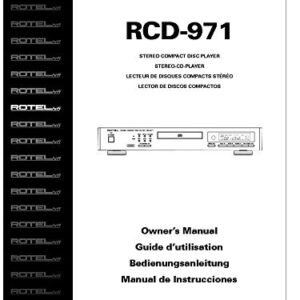 Instruction Manual for Rotel RCD-971 CD Player Owners Instruction Manual Reprint - unknown author (CDs)