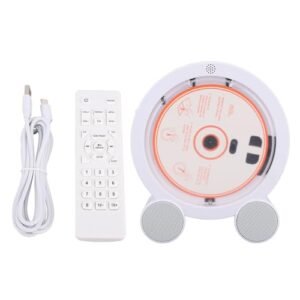 Diydeg Leitor de CD Vertical de Mesa, Portátil FM USB AUX Com Tela LED HIFI Alto-falantes Duplos Temporizador 13 Funções para Amantes de Música Em Casa Alunos de Idiomas (Cor Madeira) (Equipamentos)