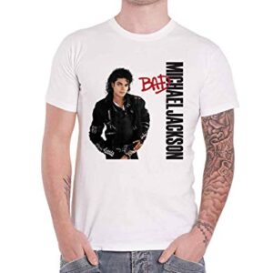 Michael Jackson Camiseta Bad Album Cover Black Official, Branco, G (CDs)
