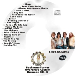 Bachman Turner Overdrive Custom Karaoke CD+G, 16 Classic Rock Songs Collection - Bachman-Turner Overdrive BTO (CDs)