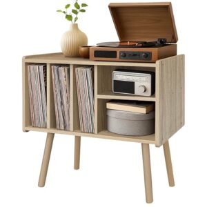 Suporte para toca-discos com armazenamento de vinil, mesa de madeira com 5 armários, suporte grande para toca-discos de vinil, suporte para toca-discos, prateleira para escritório, sala de estar (Equipamentos)