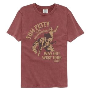 Coleção Premium Tom Petty & The Heartbreakers Way Out West Tour Camiseta de banda para adultos com cores confortáveis, Tijolo, GG (CDs)