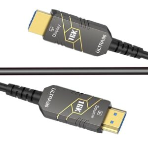 AzuFlt Cabo HDMI 2.2 16K 10K 8K 96Gbps, HDMI de alta velocidade compatível 4K480Hz 8K240Hz 16K60Hz, HDCP 2.2 e 2.3, Dynamic HDR, eARC, DTS para Roku TV/HDTV/PS5/Blu-ray (fibra 16K, 3m) (CDs)
