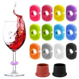 Marcadores de bebida para taças de vinho, pingentes de silicone para taças de vinho, taças de champanhe para bar, festa, vinho, coquetel, champanhe, 12 Pcs, Silicone, Sem Pedra Preciosa (Vinhos)