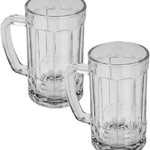 Conjunto 2 Canecas de Chopp de Vidro 430ml Clássica com Alça Reforçada para Cerveja I Propria para Festas e Reveillon (Cervejas)