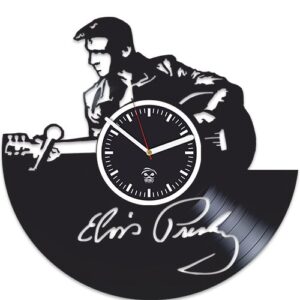 Kovides Elvis Presley Music, disco de vinil, mecanismo silencioso, decoração de casa, relógio de parede de vinil, adesivo de arte de parede, melhor presente para músico, presente para homem e mulher (Discos de Vinil)