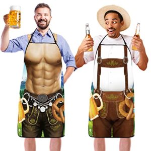 Sintege Pacote com 2 aventais da Oktoberfest avental alemão Lederhosen e Dirndl para decoração de festa do festival de cerveja bávaro Oktoberfest (estilo masculino) (Cervejas)