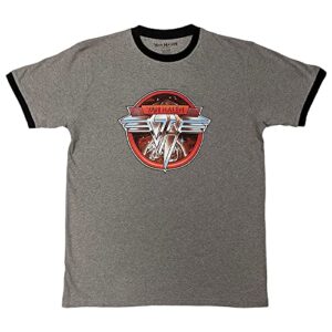 Camiseta Van Halen Ringer com logotipo da banda circular novo oficial unissex cinza, Cinza, XG (CDs)