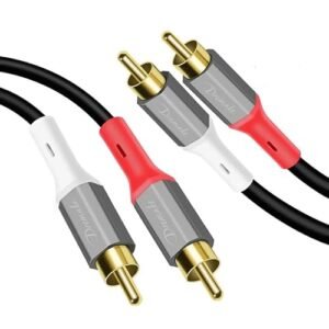 DREMAKE Cabo de áudio breakout 2RCA para 2RCA de 1,2 m, cabo subwoofer estéreo RCA para 2 machos, cabo de áudio auxiliar para home theater, HDTV, amplificadores, sistemas Hi-Fi, alto-falantes (Equipamentos)