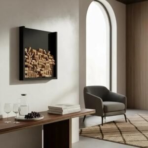 Quadro Porta Rolhas de Vinho Champanhe Tampinhas Decorativo Preto Laca (Vinhos)