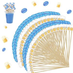 Zenoble 100 PÇS Palitos de Cerveja Oktoberfest 12 cm Palitos de Cerveja para Aperitivos Espeto de Bambu Decorações de Festivais Escolhas Cocktail Frutas Bolos Comida para Aniversários Festivais Festas (Cervejas)