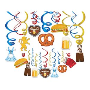 Decorações de redemoinho da Oktoberfest de Munique, serpentinas alemãs para festa da Oktoberfest, artigos de festa Wiesenbier, salsicha, cerveja, vestido dourado, decorações de calças de couro (Cervejas)