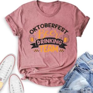 YZMI Camiseta feminina Oktoberfest: Camiseta Prost Oktoberfest Drinking Funny German Beer Lover Gift Beer Pretzel Graphic Tee Top, A - rosa, GG (Cervejas)
