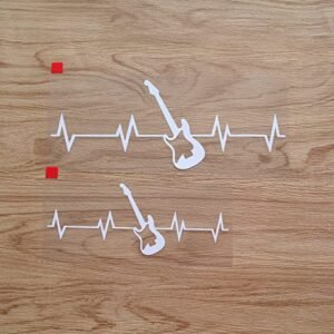 Adesivo de vinil para guitarra elétrica Love Music Heartbeat Lifeline - Pacote com 2 brancos, 15 cm, 20 cm - Sem recorte de fundo para carro, barco, laptop (Discos de Vinil)