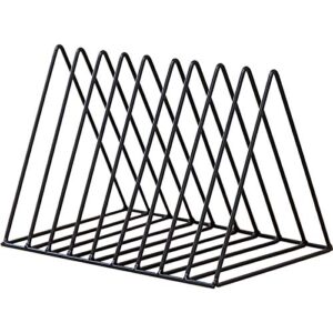 Suporte de disco de vinil de metal preto, suporte vertical para toca-discos, organizador de arquivos para mesa, classificadores de arquivos de mesa, organizador de papel e suporte de disco, suporte de (Discos de Vinil)