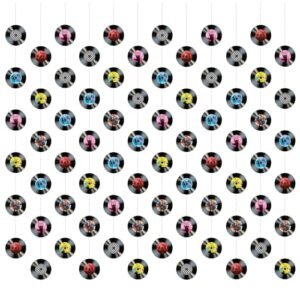 12 peças de faixa suspensa de discos de vinil, decoração de música retrô anos 50/70/80, guirlanda de recorte pré-amarrada, guirlanda vintage de rock and roll para aniversário (Discos de Vinil)