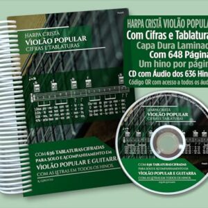 Harpa Cristã Violão Popular com Cifras e Tablaturas, Capa Dura Laminada Espiral, 648 Páginas, CD com Áudio de 636 Hinos, 16x23cm - Ronaldo Girotto (CDs)