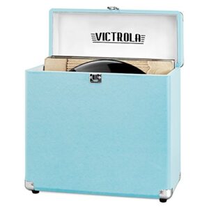 Victrola Colecionador – Estojo de armazenamento de discos – comporta mais de 30 discos de vinil para toca-discos, ferragens resistentes, dobradiças e cantos de metal inteligentes, portátil com alça de (Discos de Vinil)