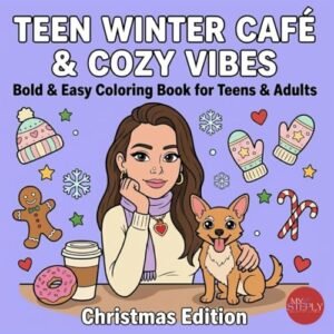 Teen Winter Café Cozy Vibes – Christmas Edition: Bold & Easy Coloring Book for Teens & Adults | 50 Unique Cozy, Café Aesthetic & Christmas Light Illustrations — Featuring Della & Margo - MySteply (Café)