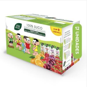 LIFE MIX Turma da Mônica - Suco de Misto em Caixinha - 100% Suco, Sem Adição de Açúcares, Sem Conservantes e Corantes, Ômega 3 DHA, Vitaminas C e D, Cálcio, Fibras - Vegano - Pack 12 x 200ml (CDs)
