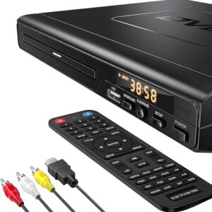 Leitor de DVD HD, leitores de CD para casa, leitores de DVD para TV, cabo HDMI e RCA incluído, conversor para HD 1080p, multiregião, memória de ponto de interrupção, PAL/NTSC integrado, USB 2.0 (CDs)