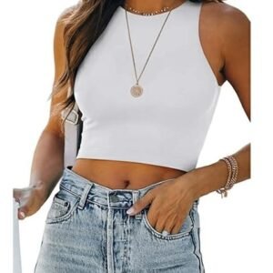 Cropped Regata Costura Embutida Vinha Fashion Em Suplex (Branco, M) (Vinhos)