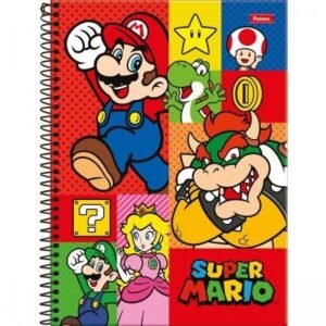 Caderno Espiral 1/4 C/D 80 Folhas Super Mario Bros Foroni Capa Sortida (CDs)