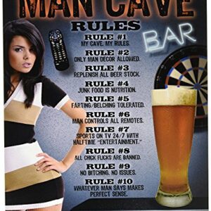 Desperate Enterprises Placa de estanho Man Cave Rules - Decoração de parede de metal vintage nostálgico - Feito nos EUA (Cervejas)