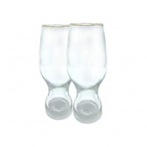 Copos de Vidro 470ml Borda Dourada Drinks Kit 2 Unidades– Elegância para Servir Bebidas – Vidro Transparente Premium – Acabamento Luxuoso – Ideal para Drinks, Sucos, Cerveja e Mesa Posta (Cervejas)