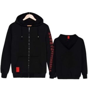 FUJUTANG Jaqueta com capuz Love Yourself World Tour com zíper, Preto, P (CDs)