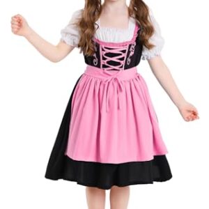 Happy Cherry Vestido feminino Oktoberfest Dirndl tradicional alemão bávaro festival de cerveja roupas 3-16 anos, rosa, M (Cervejas)