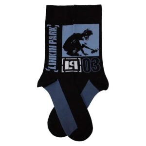 Rock Off officially licensed products Linkin Park Meias de tornozelo com logotipo de banda agachada tamanho Reino Unido 7-11, preto, P, Preto, P (CDs)