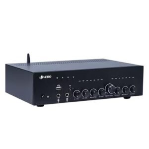 VEDO Amplificador de Potência 400W×2, Amplificador de Áudio Doméstico Bluetooth 5.0 com Duas Entradas para Microfone, USB/Cartão TF, RCA, para Sistema Hi-Fi, Karaokê Doméstico, 110-220V (Equipamentos)