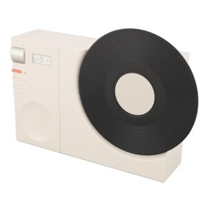 Alto-falante BT vintage, toca-discos retrô para escritório em casa, alto-falante portátil de som claro para amantes de música (branco marfim) (Equipamentos)