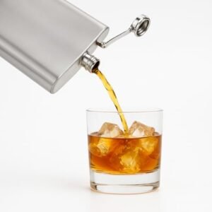 Garrafa Cantil de Aço Inoxidável Clássico, Prata, 160Ml, Tampa Rosqueável, Porta Whisky Vodka Gin (Bebidas)